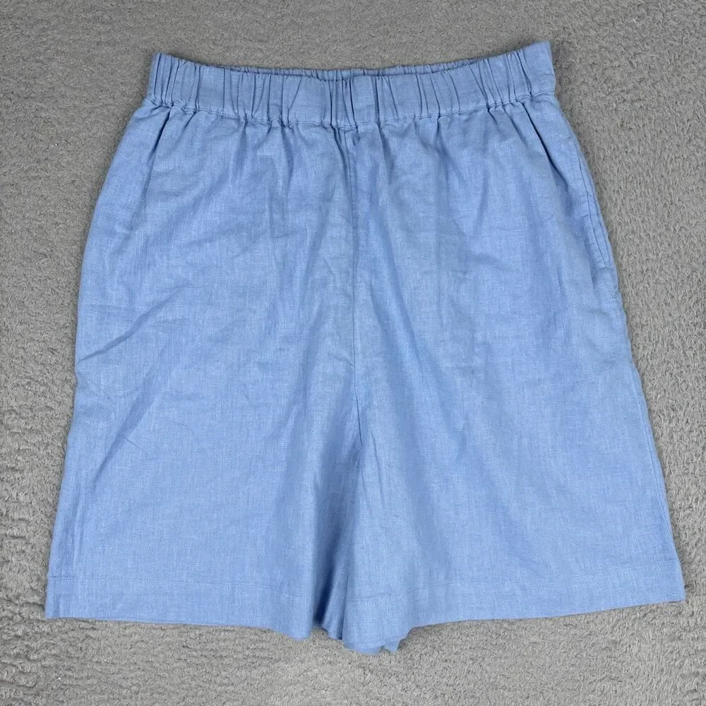 Free People Gotta Have It Light Blue Cotton-Linen Shorts L Women Casual Boho